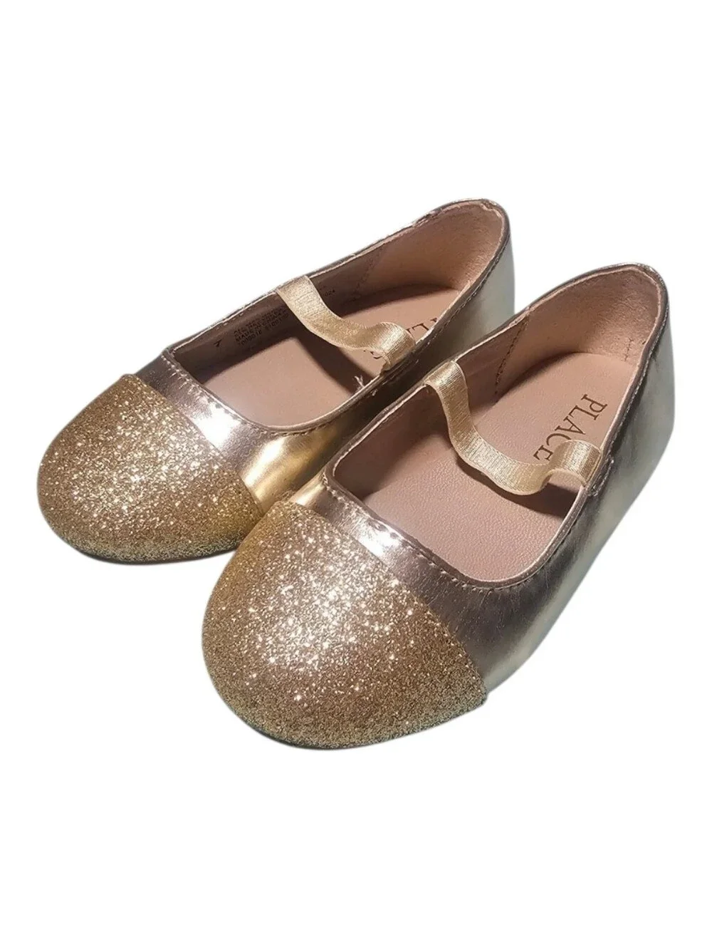 Children's Place Girls' Gold Glitter Ballet Flats